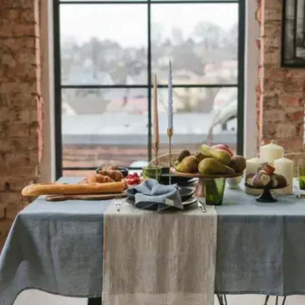 tafelloper van gemeleerd linnen 40x200cm