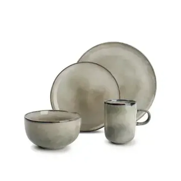 set servies 16-delig groen blaw Meridian Salt & pepper