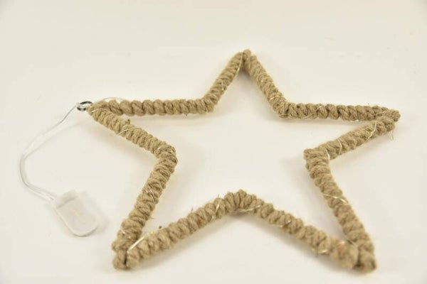 Jute touw ster 25x1.5 of 30x1.5 met 15 LED