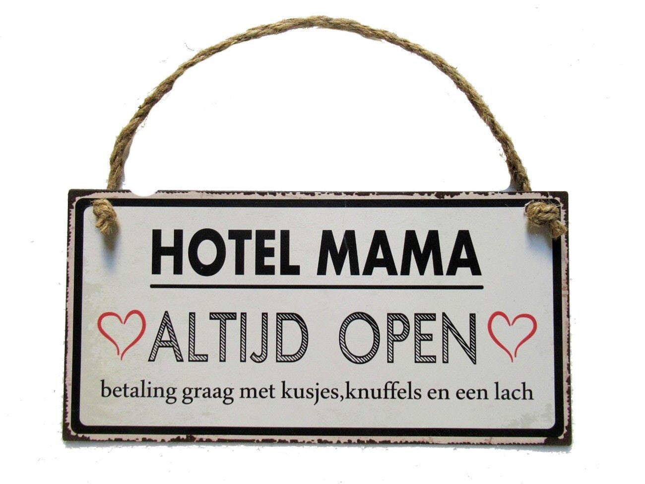 metaal bord "hotel mama" 30 x 15