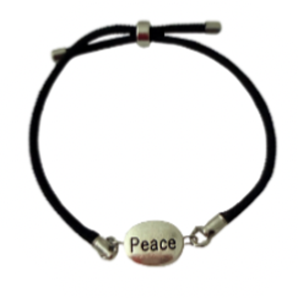 Peace - Single Black Cord Bracelet