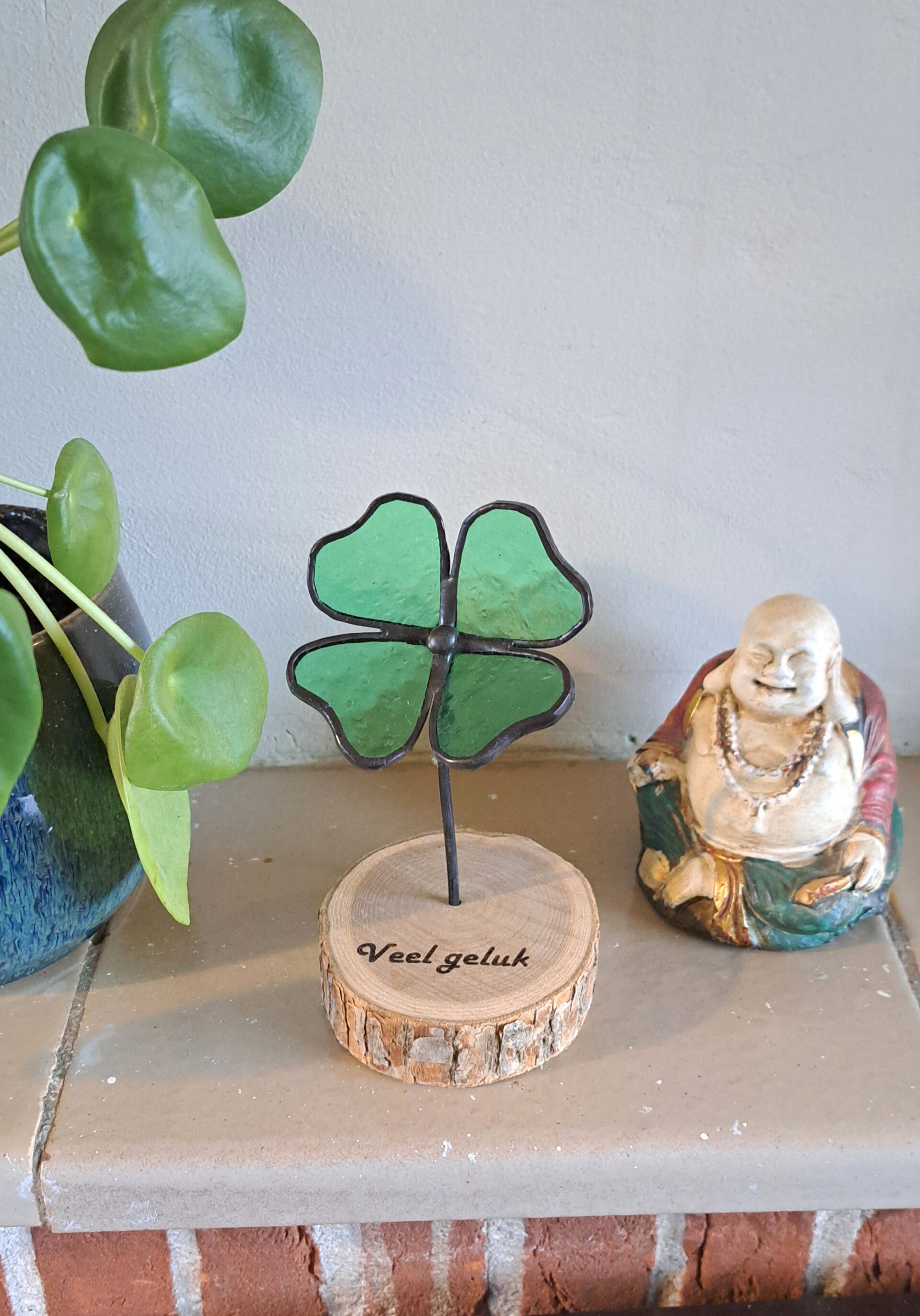 "Veel geluk" Klaver gegraveerd