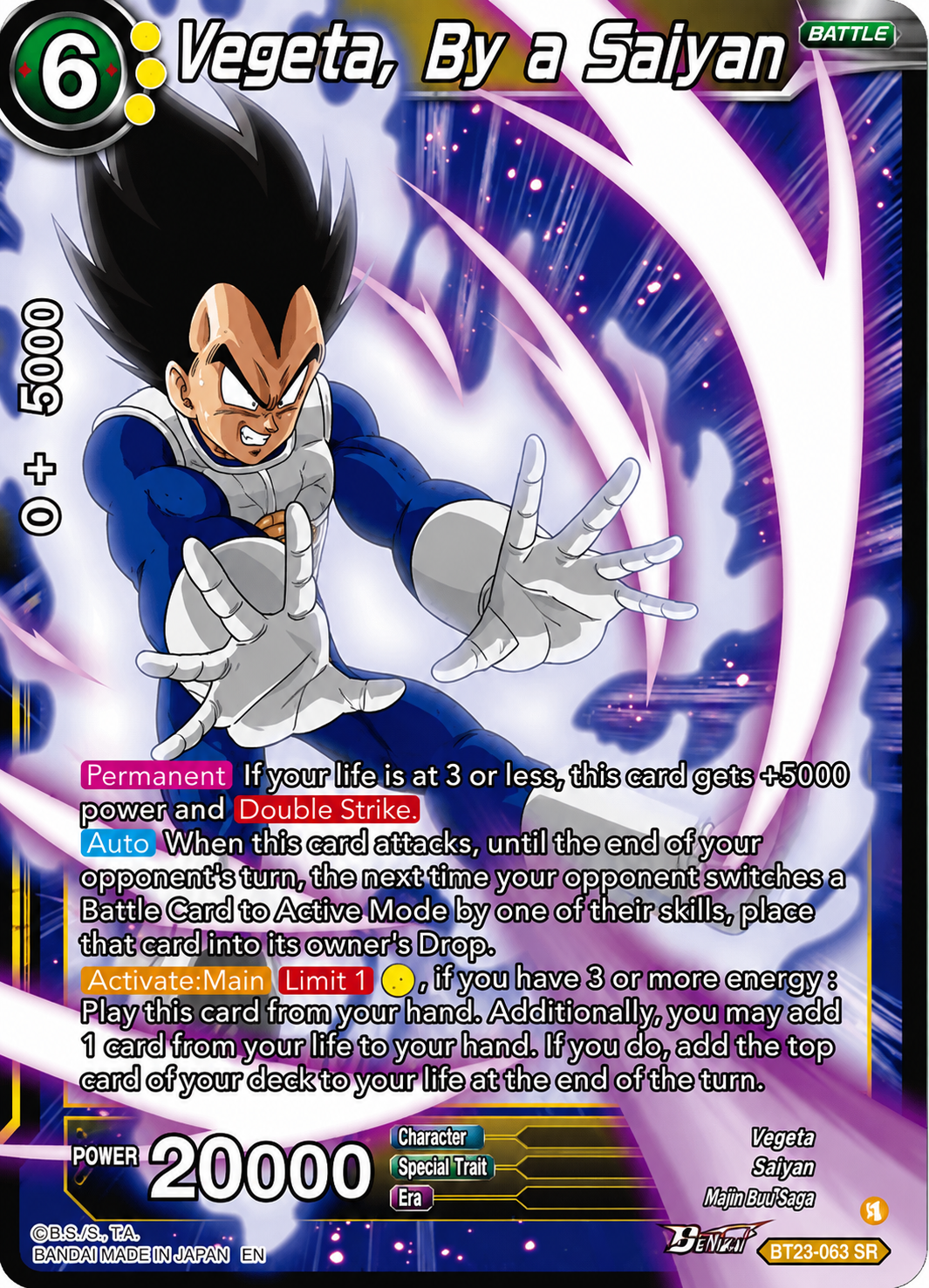 Dragon Ball Super Card Game Fusion World Vegeta BT29-063 Fearsome Rivals Trading Card
