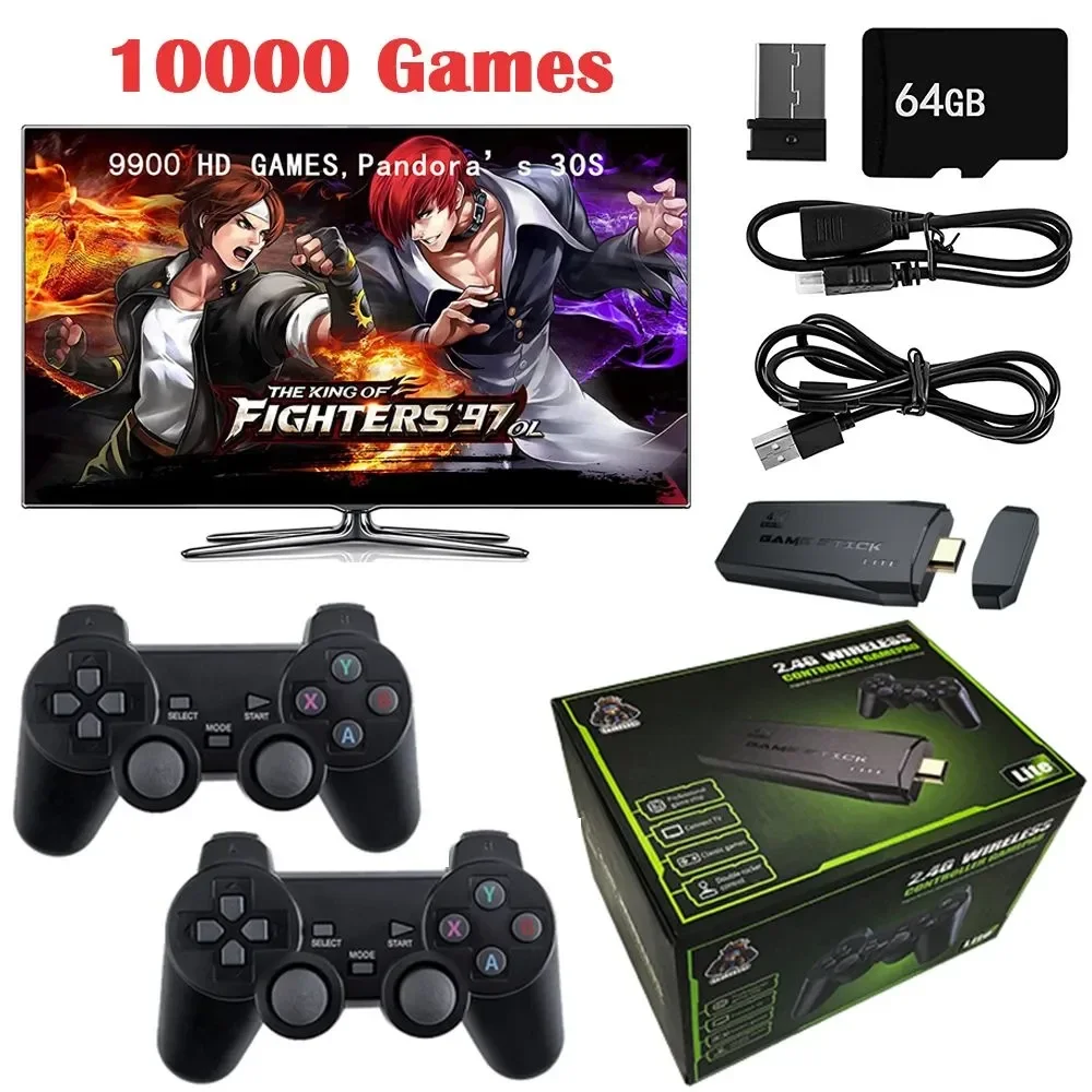 🎮 4K Retro Game Stick Lite – 10.000 Games – 64GB – 2 Controller