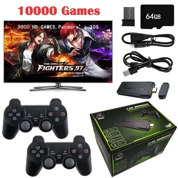 🎮 4K Retro Game Stick Lite – 10.000 Games – 64GB – 2 Controller