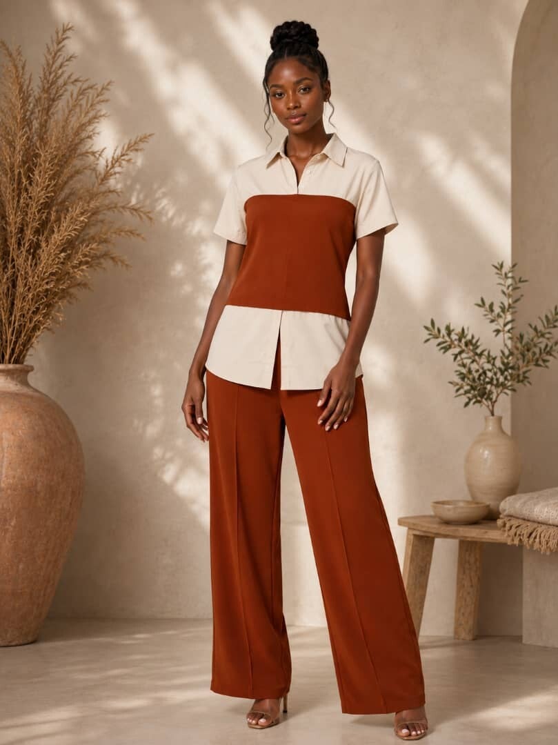 Ensemble 2 pieces Pantalon large sans poche