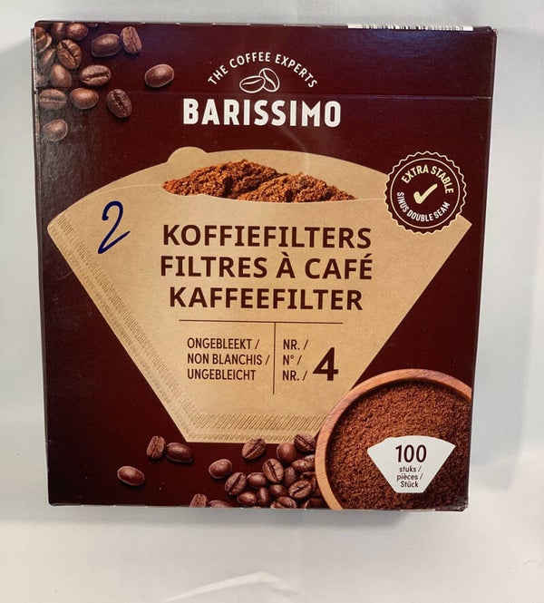 Filtres à café non blanchis n°4 – Barissimo (100 pièces)