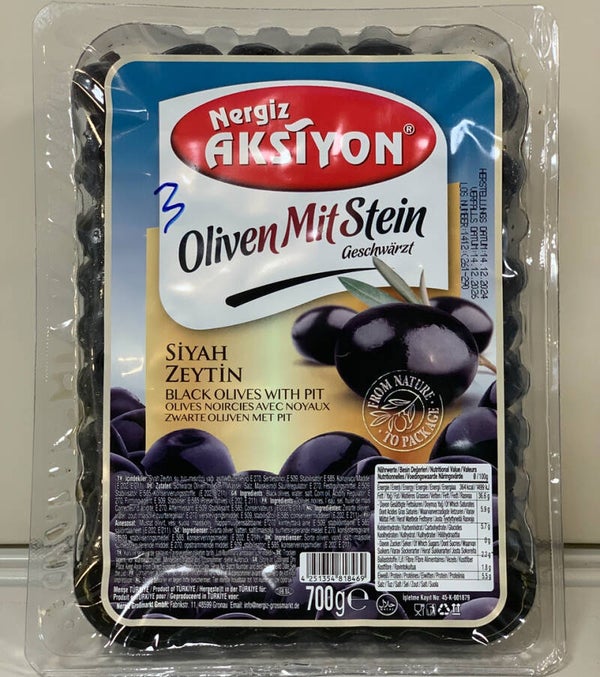 NERGIZ AKSIYON Olives Noires avec Noyau (700g)