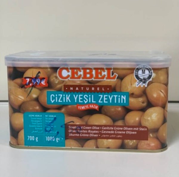 CEBEL Olives Vertes Striées Naturelles (700g)