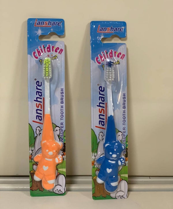 Lanshare Brosses à dents Enfant (ours orange & bleu)