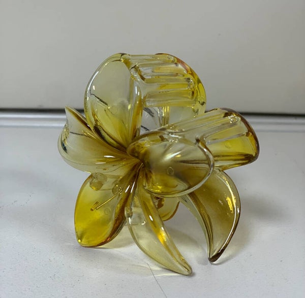 Pince à Cheveux Fleur Transparente – Jaune