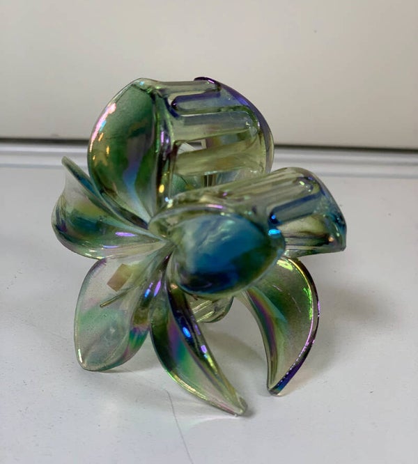 Pince à Cheveux Fleur Holographique – Vert/Multicolore