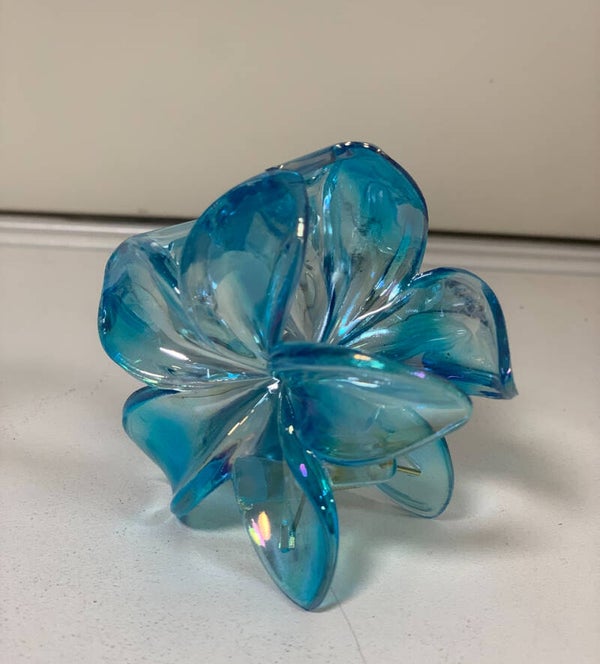 Pince à Cheveux Fleur – Bleu Océan