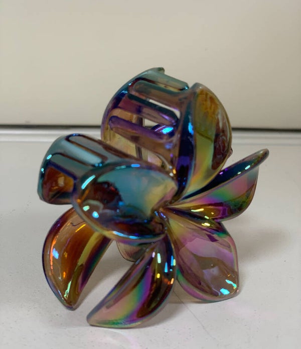 Pince à Cheveux Fleur Holographique – Multicolore