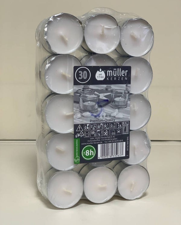 Pack de 30 bougies chauffe-plat – Müller Kerzen