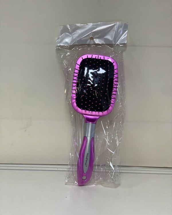 Brosse à cheveux rectangulaire Hair Done (manche rose et argenté)