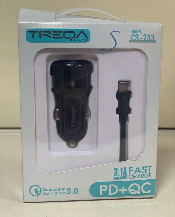 Chargeur allume-cigare TREQA CS-233 – blanc (PD + QC 3.1A)