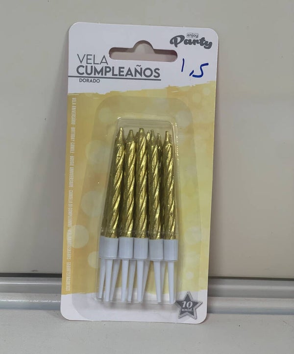 Bougies d’anniversaire dorées (x10) – Vela Cumpleaños