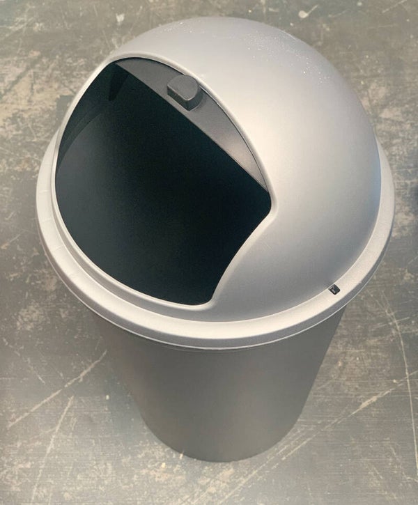 Poubelle ronde grise avec couvercle basculant (grand format)