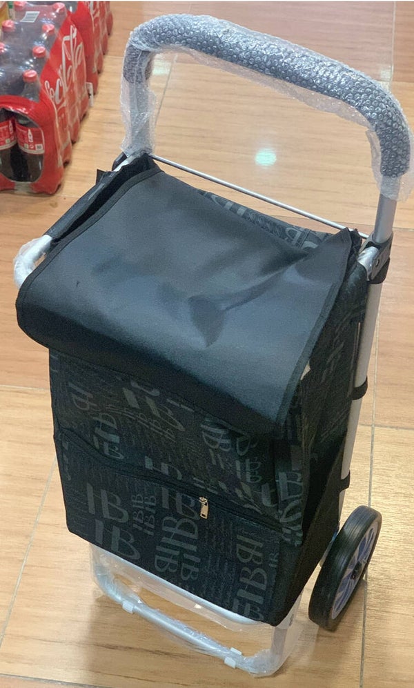 Chariot de courses grande capacité – noir avec motifs
