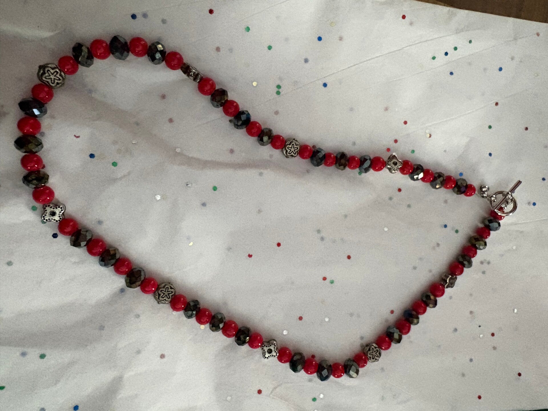Red and Black Beaded Necklace