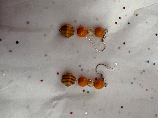 Orange Beaded Earrings