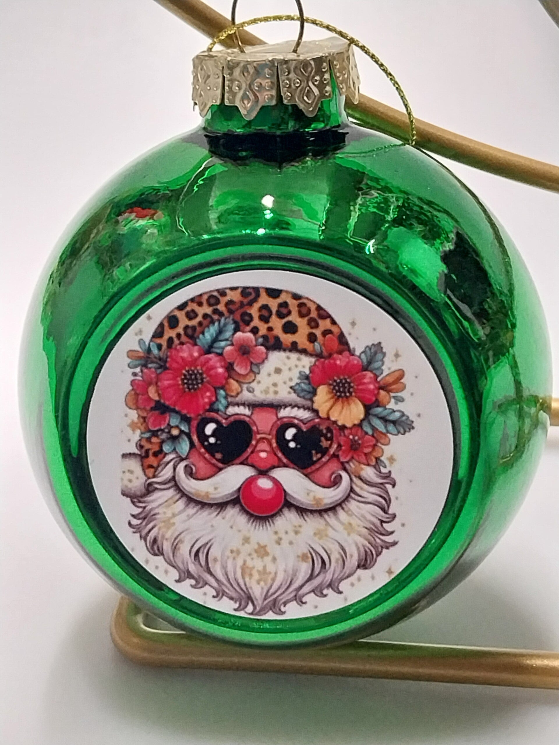 Groene glazen kerstbal kerstman