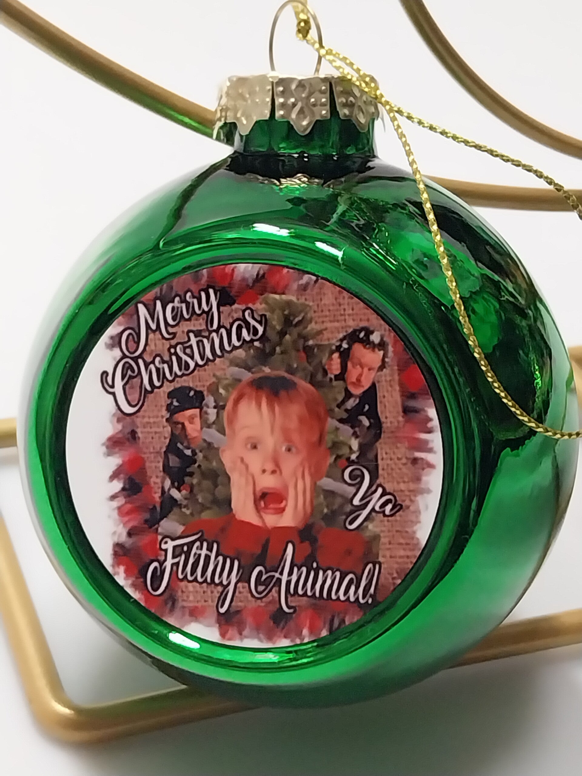 Groene glazenkerstbal you filthy animal