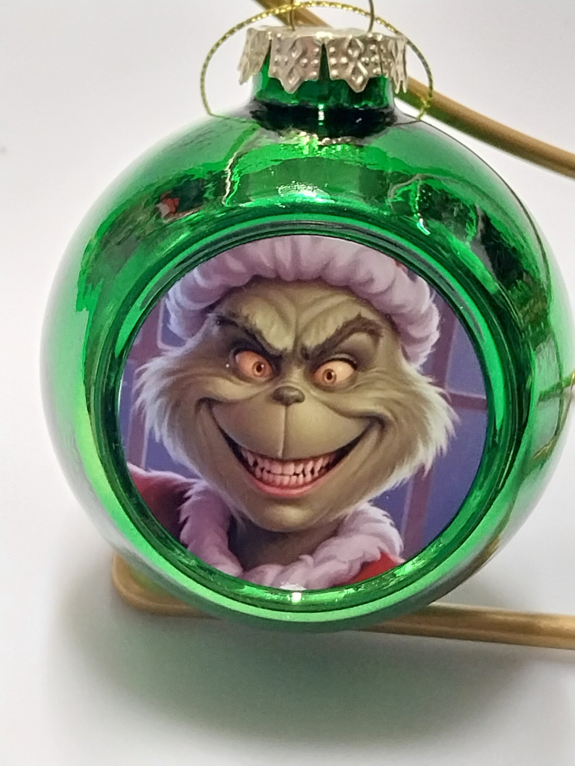 Glazen groene kerstbal Grinch