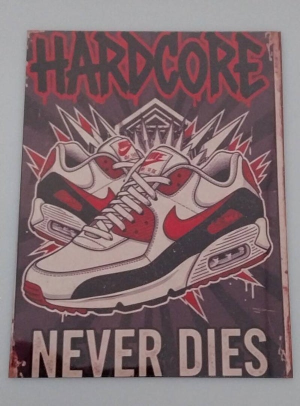 Alu bord Hardcore never dies