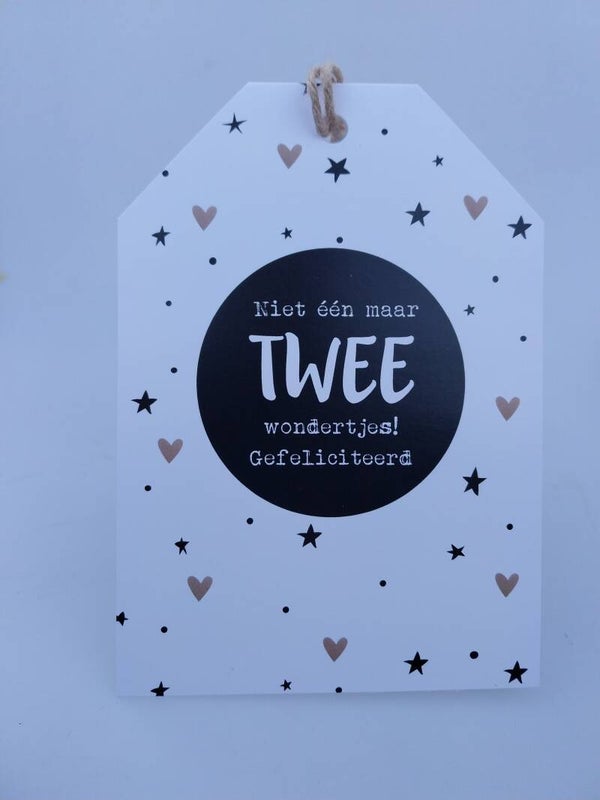 Wenskaart touw niet 1 maar 2 wondertjes