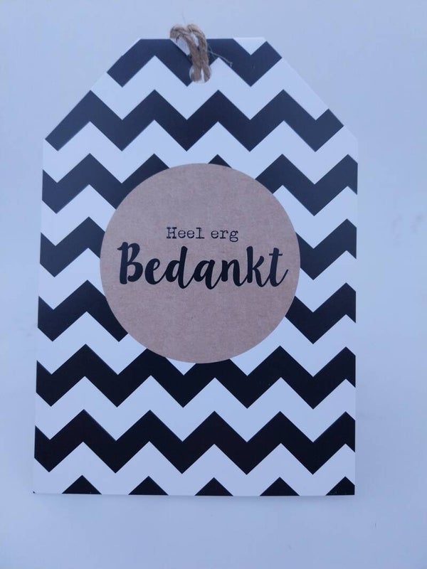 Wenskaart touw heel erg bedankt