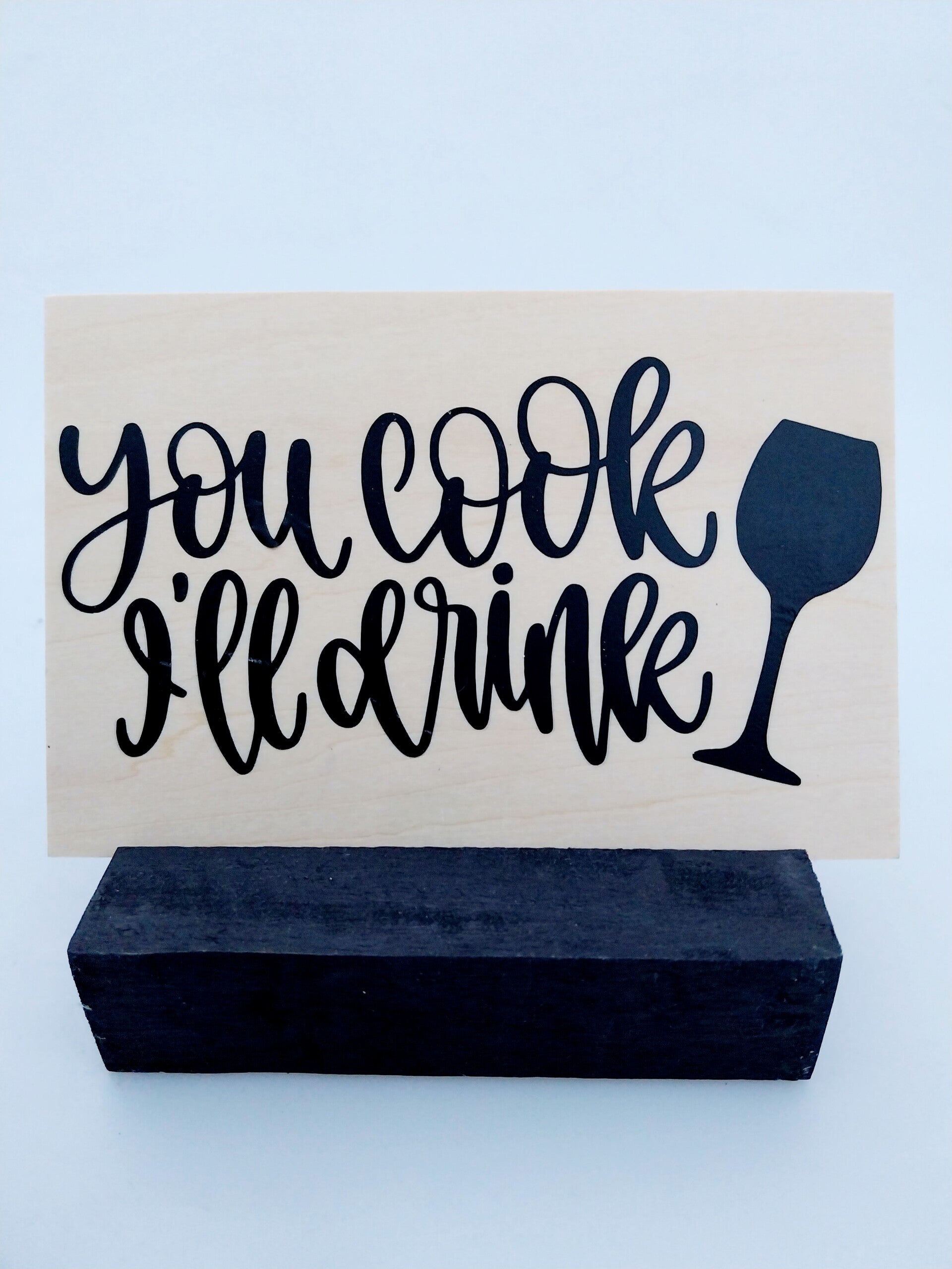 Houten kaart you cook I'll drink wine