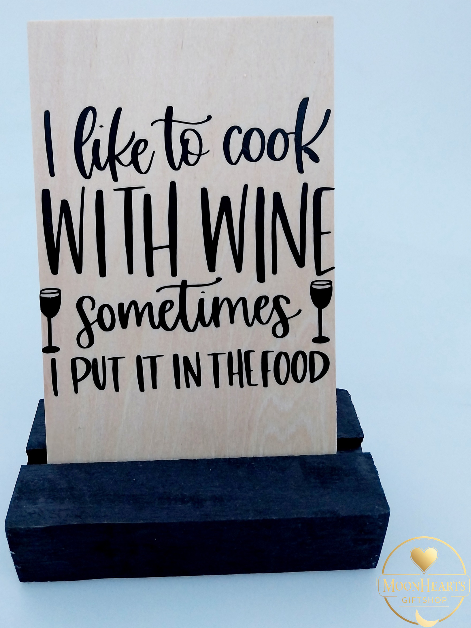 Houten kaart I like to cook with wine