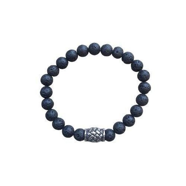 Heren armband van natuursteen Lava met Vlecht kraal