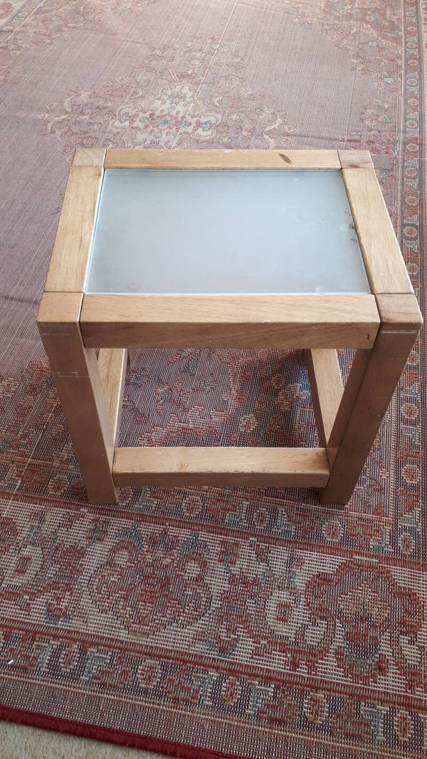 Chunky Small Table With Frosted Glass Top. Collection Only Caerleon Gwent ##