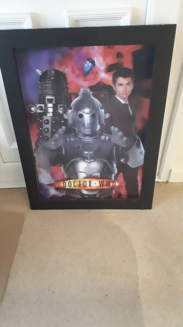Large 3 D Framed Picture Of Dr Who, Daleks and Cyberman. COLLECTION ONLY CAERLEON NEWPORT GWENT.
