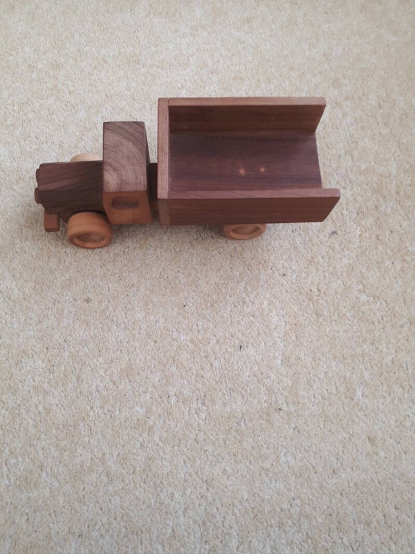 Hand crafted wooden model Truck with Tipper trailor & moving wheels. ##
