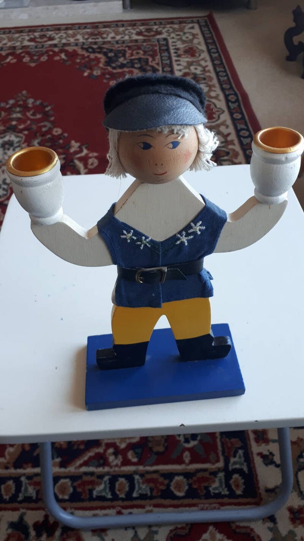 Super decorated wooden candle stick holder ##UK POSTAGE ONLY