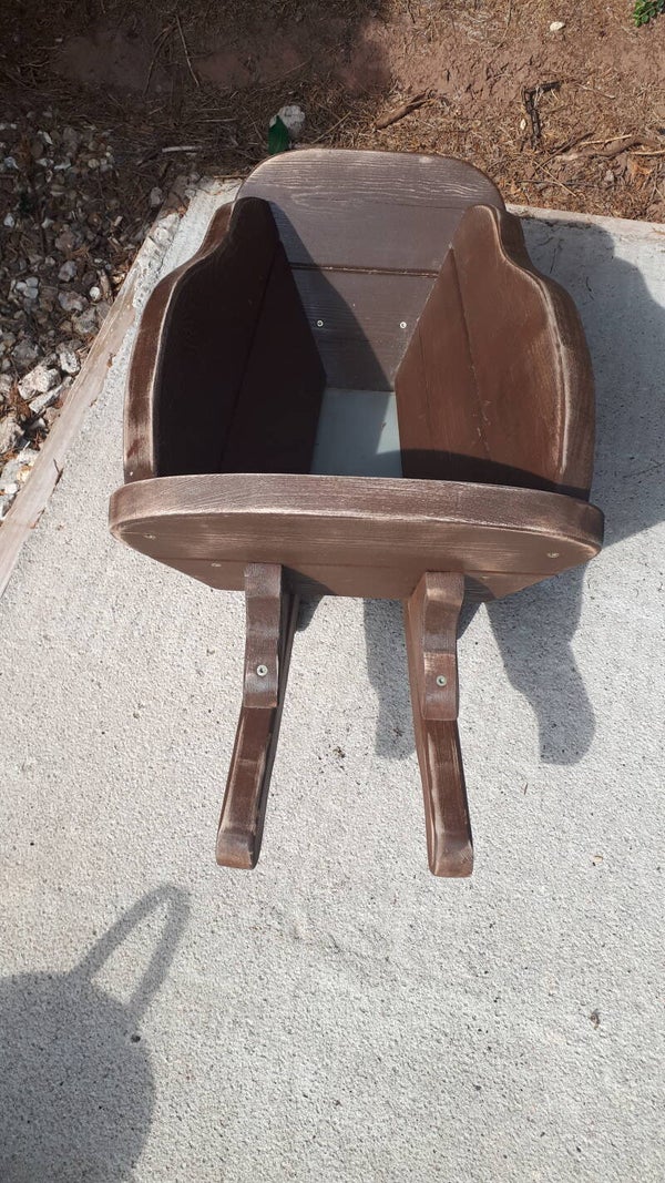 SOLD SOLD Solid Wooden Wheel Barrow Ideal For Plant Decoration. Collection only Caerleon nr Newport Gwent.