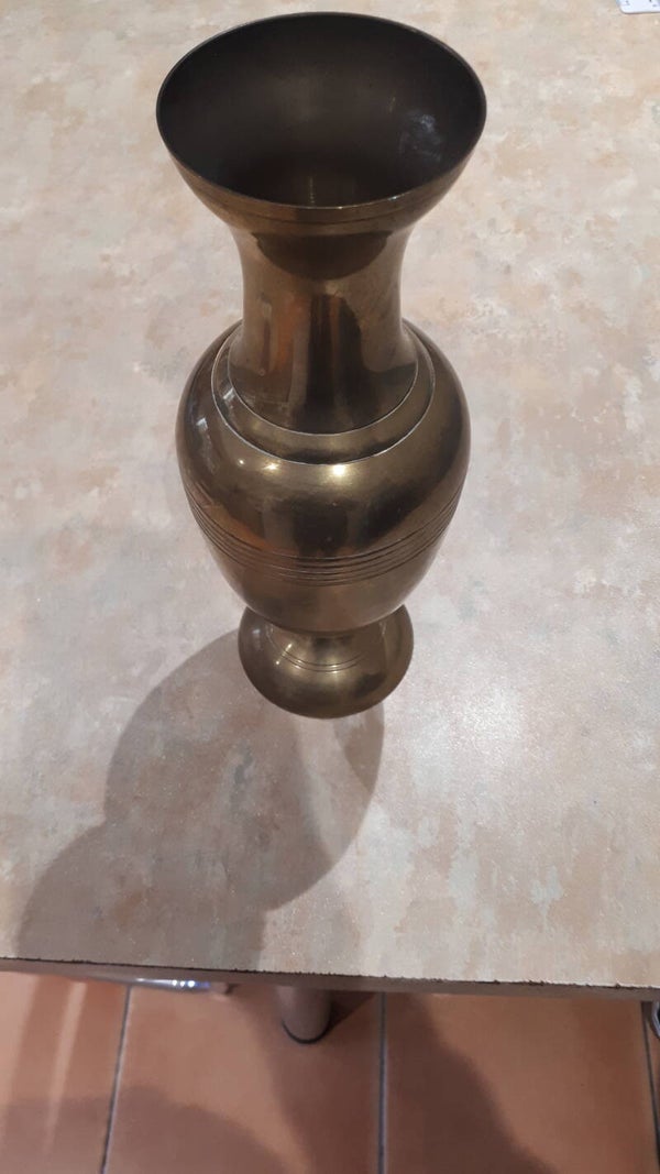 Vintage Tall Brass Vase. Uk Postage Only.