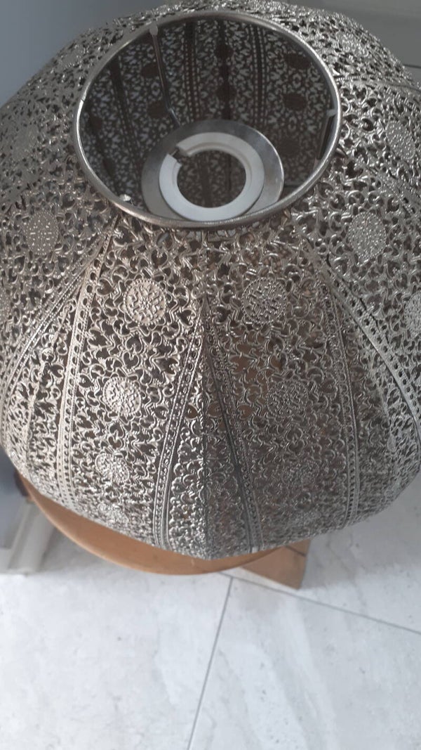 Silver coloured ceiling light shade