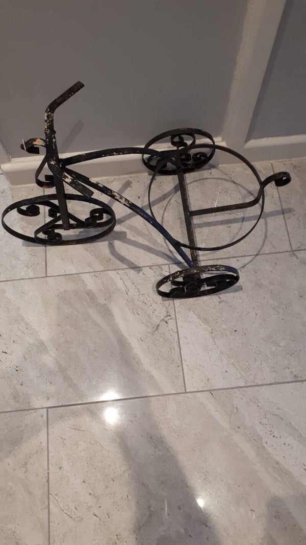 Vintage metal garden plant holder tricycle. Collection  only Caerleon nr Newport Gwent
