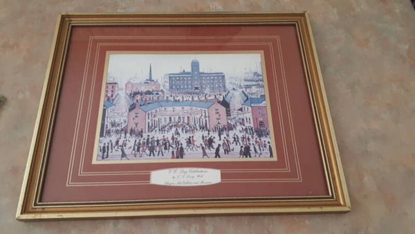 SOLD SOLD L.S.Lowry Framed Picture of V.E Day Celebration.  UK POSTAGE ONLY