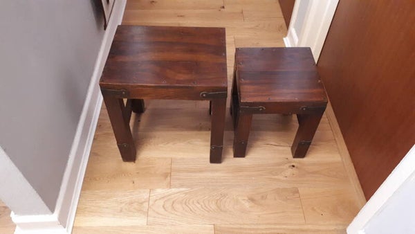 SOLD SOLD Set Of Two Small Rustic Side Tables.  Collection only Caerleon nr Newport Gwent