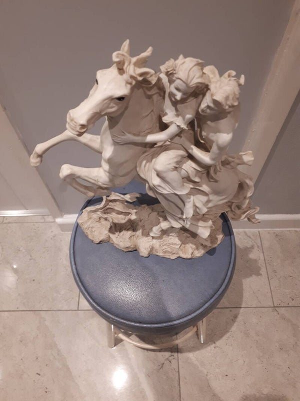 Sold SoldStunning ornate sculpture / figurine of a horse and a Women and Man. Collection only Caerleon nr Newport Gwent