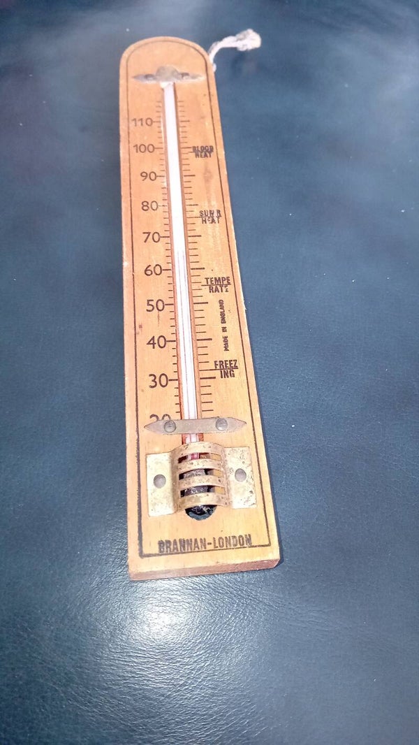 SOLD SOLD Vintage Brannan wooden thermometer. Uk Postage Only