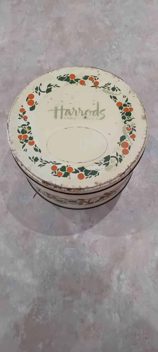Vintage HARRODS of Knightsbridge Empty Christmas Cake Tin. Uk Postage Only