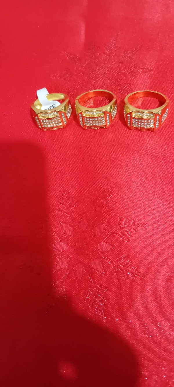 Three Identical shape but different size mens finger rings
