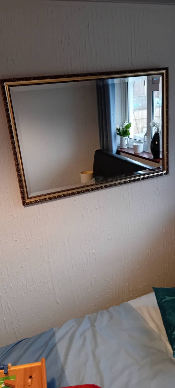 Large ornate gold coloured wall mirror. Collection only Caerleon Newport Gwent